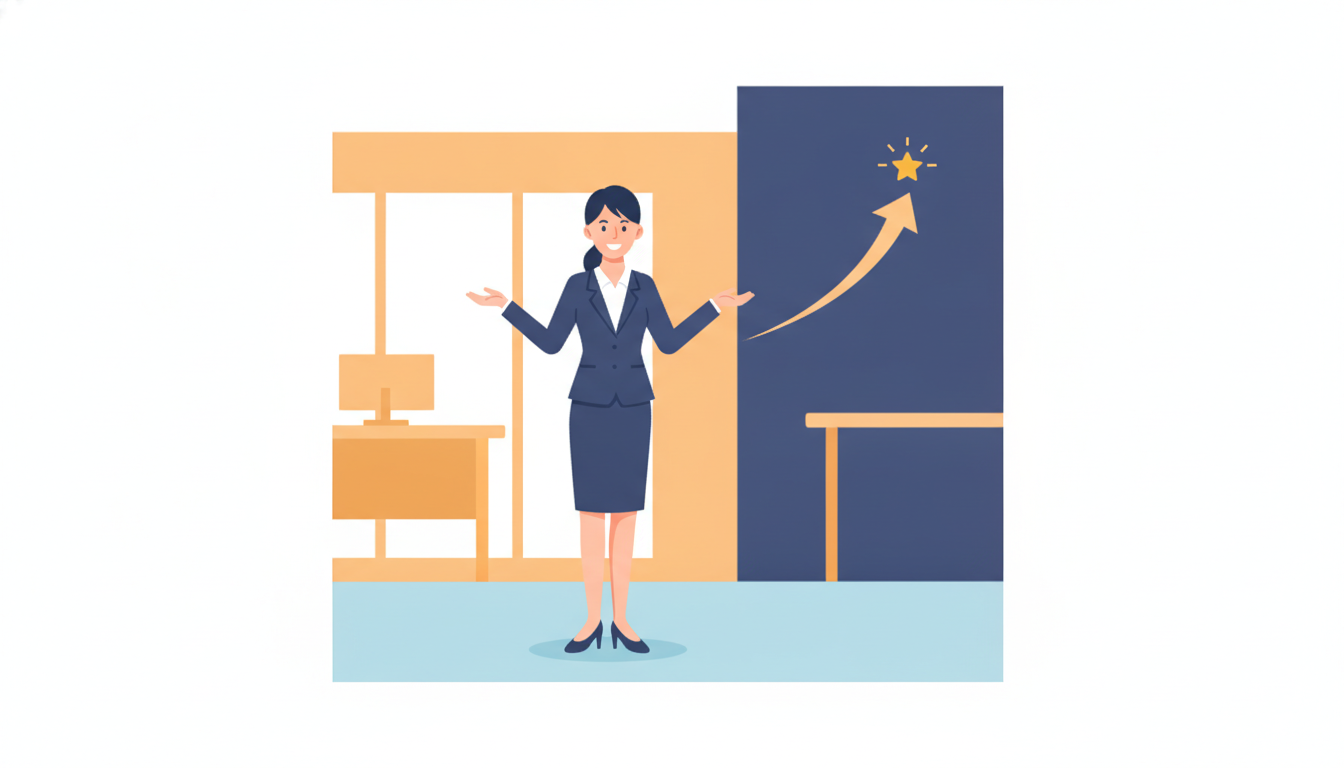 転職の面接で自己PRをするビジネスパーソンのイラスト